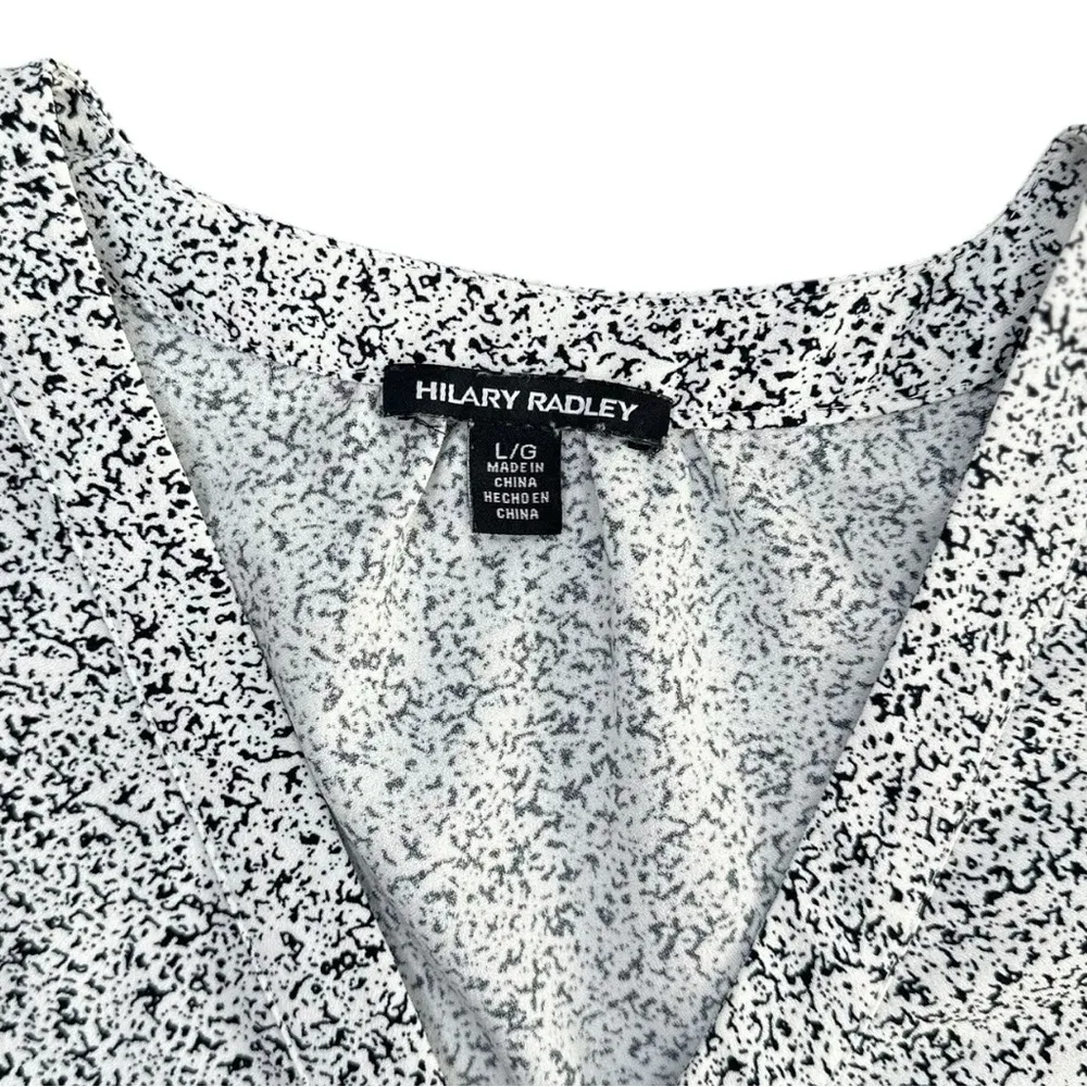Hilary Radley Black and White Printed Blouse – Size L - Image 3