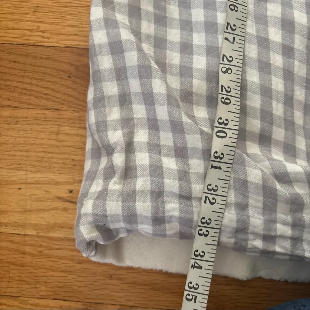 Anthropologie Grey Gingham Fleece Robe Size Medium - Image 5