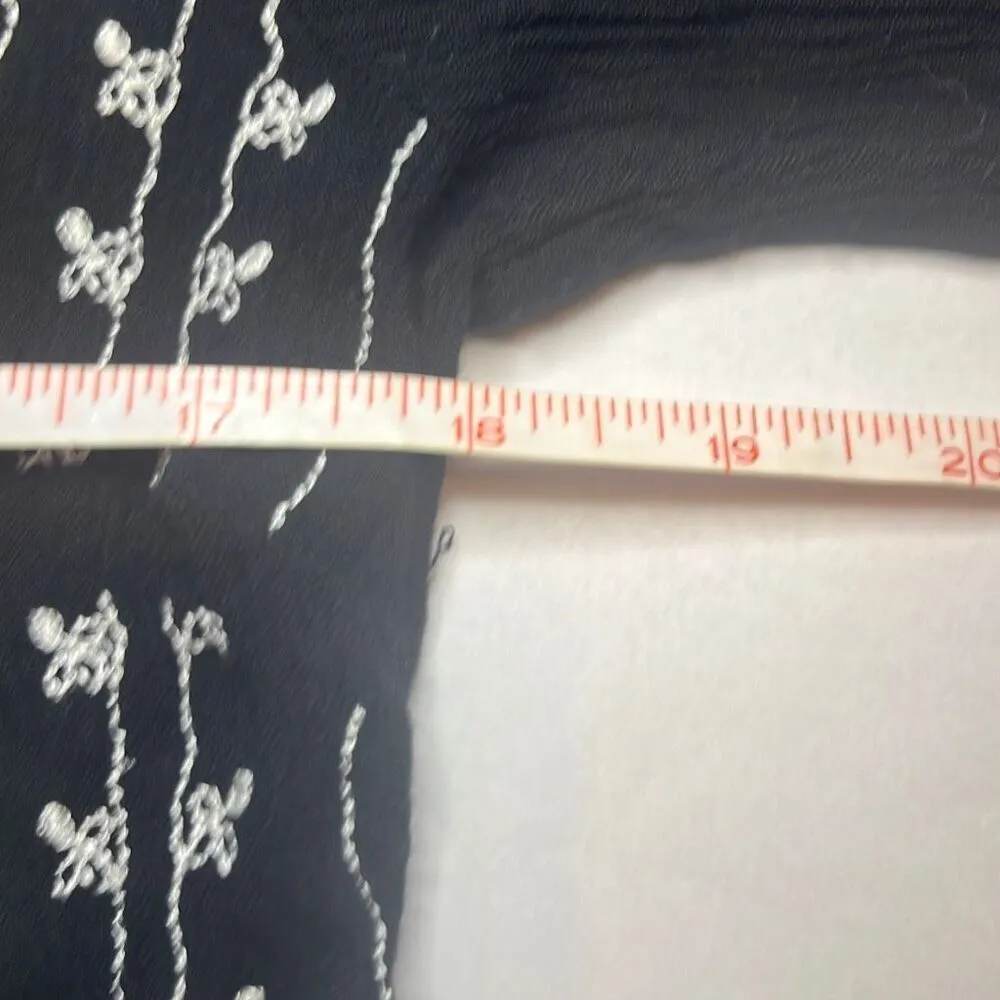 Staring at Stars Black White Embroidered Babydoll Dress Medium Boho Whimsygoth - Image 6