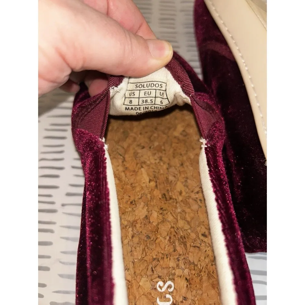 Anthropologie Soludos‎ Velvet Burgundy Maroon Llama Sneaker Women’s 8 - Image 9