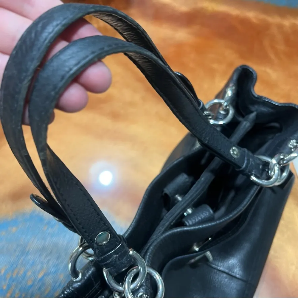 Coach Penelope Carryall Black Pebbled Leather Shoulder Bag silver Turnlock - Image 3