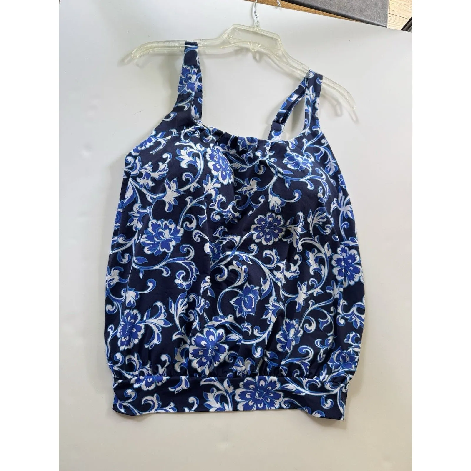 Lands End Women's Blue Floral Tankini Swim Size 12 Soft Cup Blousen - Image 6