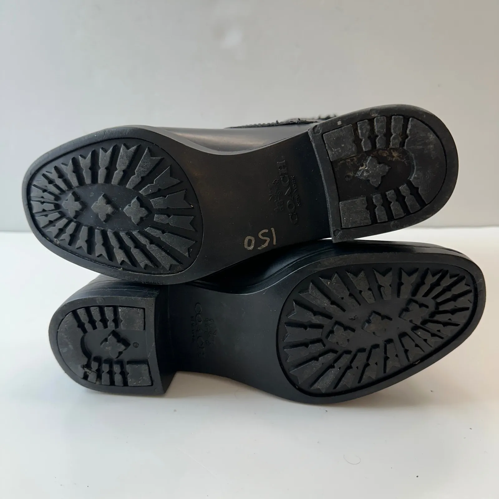 Coach Zena Black Leather Suede Shearling Buckle Ankle Boots Women‎ Size 7B - Image 6