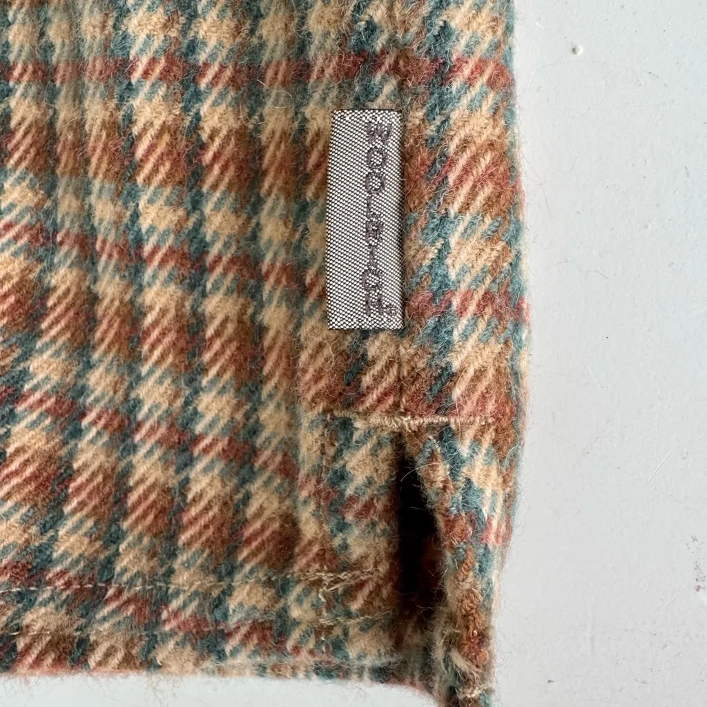 Woolrich Tan Brown Turquoise Blue Plaid Zip Front Shacket Wool Blend Size 2XL - Image 7