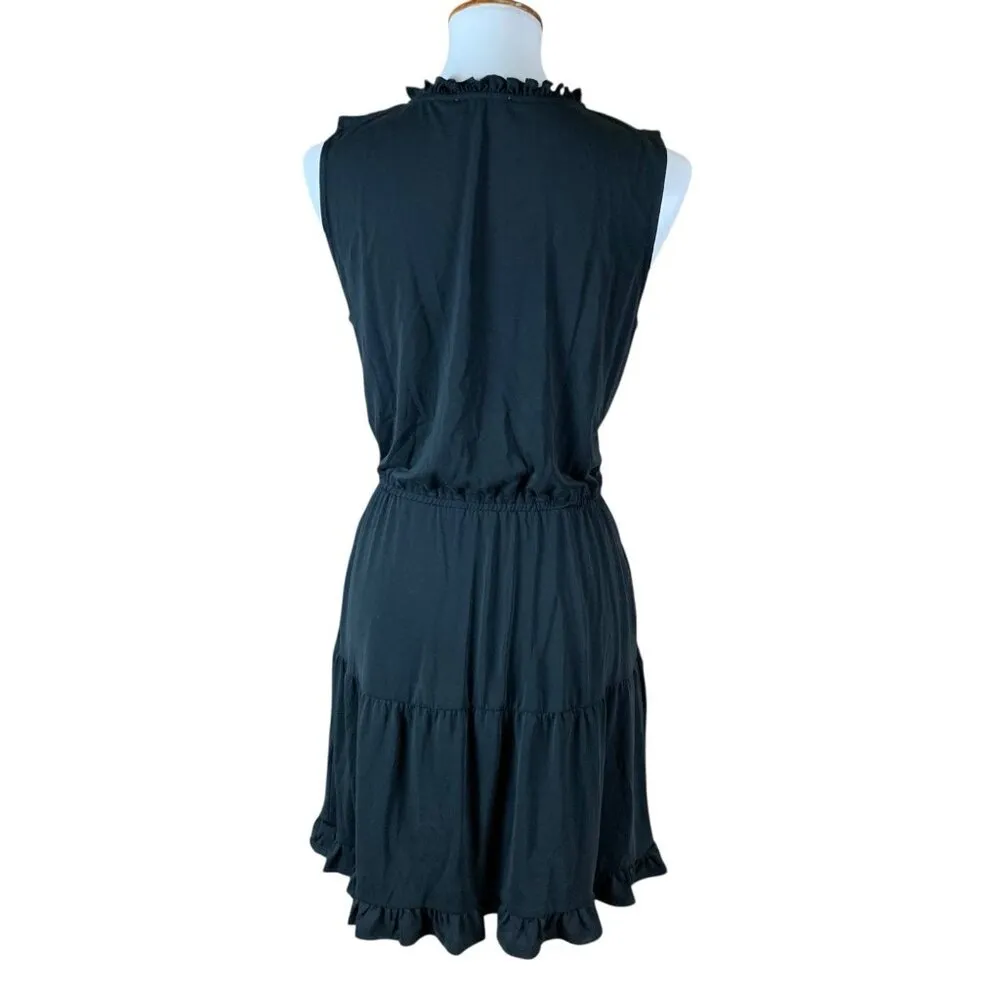 Another‎ Love Black Ruffle Neck Sleeveless Tiered Midi Dress Elegant Cocktail S - Image 3