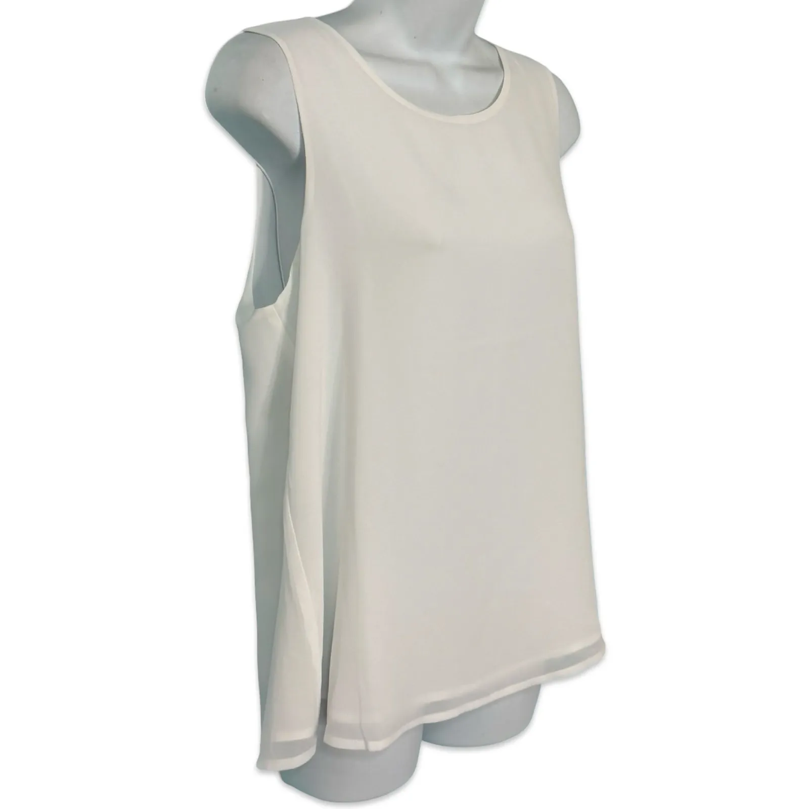 Pleione Cream White Keyhole Back Crepe Sleeveless Blouse size S NEW Tags - Image 2