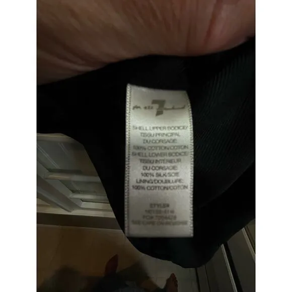 7 For All Mankind Black Causal Blouse Sleeveless Top 100% Silk w/ Eyelet Pattern‎ - Image 8