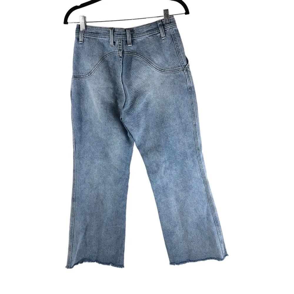 J. Galt Womens Jeans Wide Leg Ankle Crop Raw Hem No Back Pockets S - Image 2