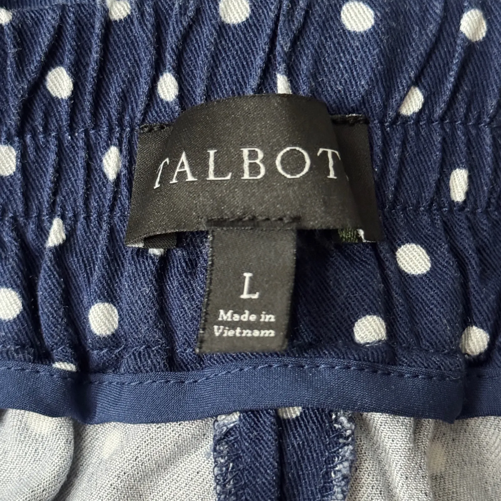 Talbots Pants Large Blue White Polka Dot Pull On‎ Preppy Classic Workwear Chic - Image 6