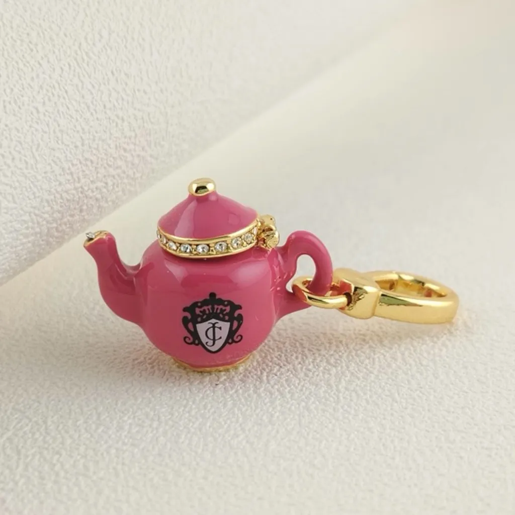 RARE LIMITED EDITION Juicy Couture Pink/Gold  Tea Kettle- Bag or Necklace Charm - Image 3