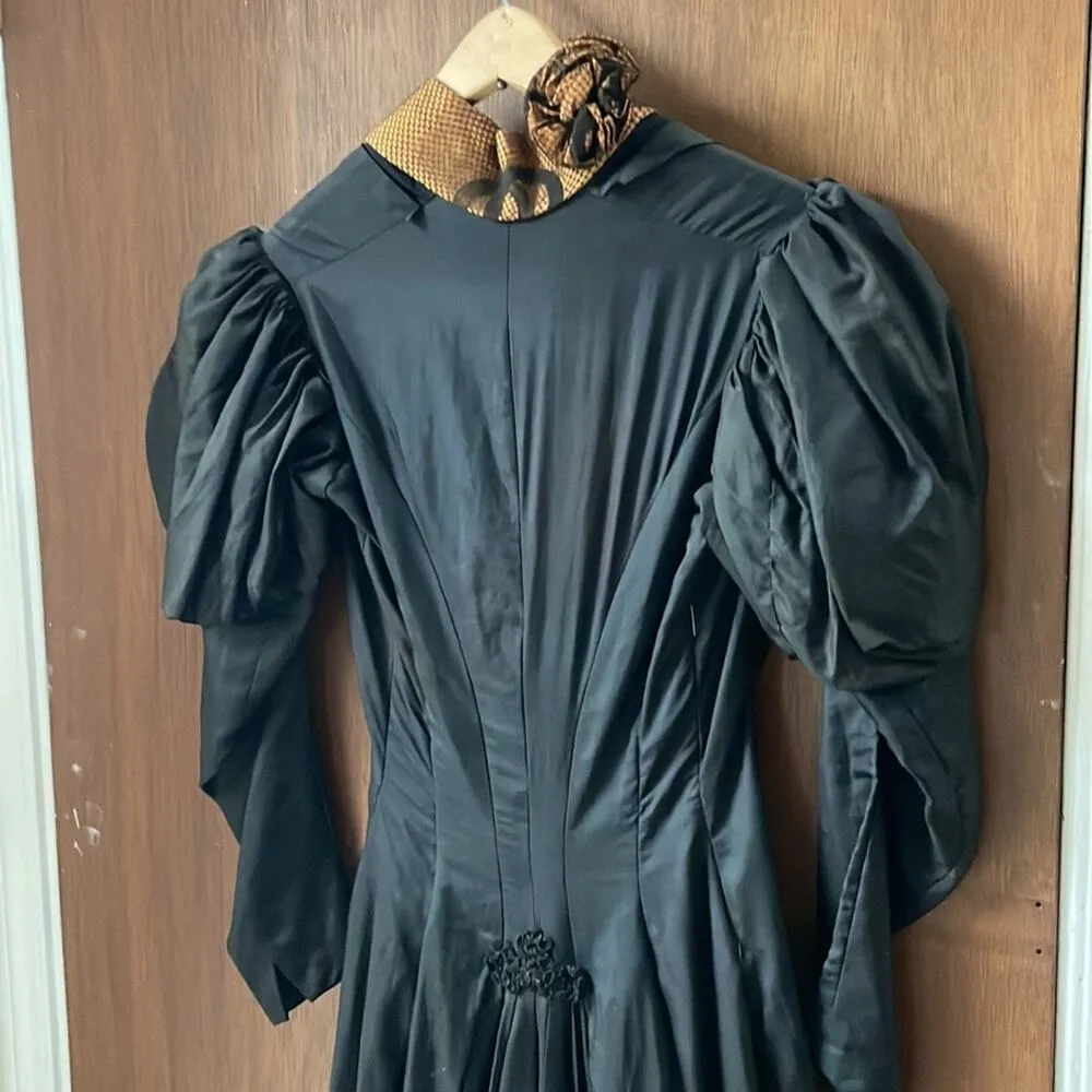 1890s black amber overdress Victorian Size XXS - Image 6