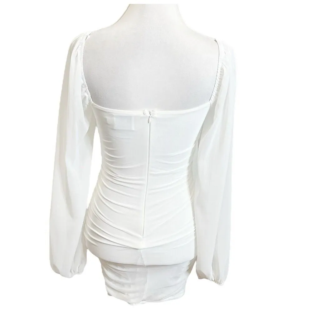 Hello Molly Whiskey Sour Mini Dress Women’s Small White Ruched Corset Strappy - Image 7
