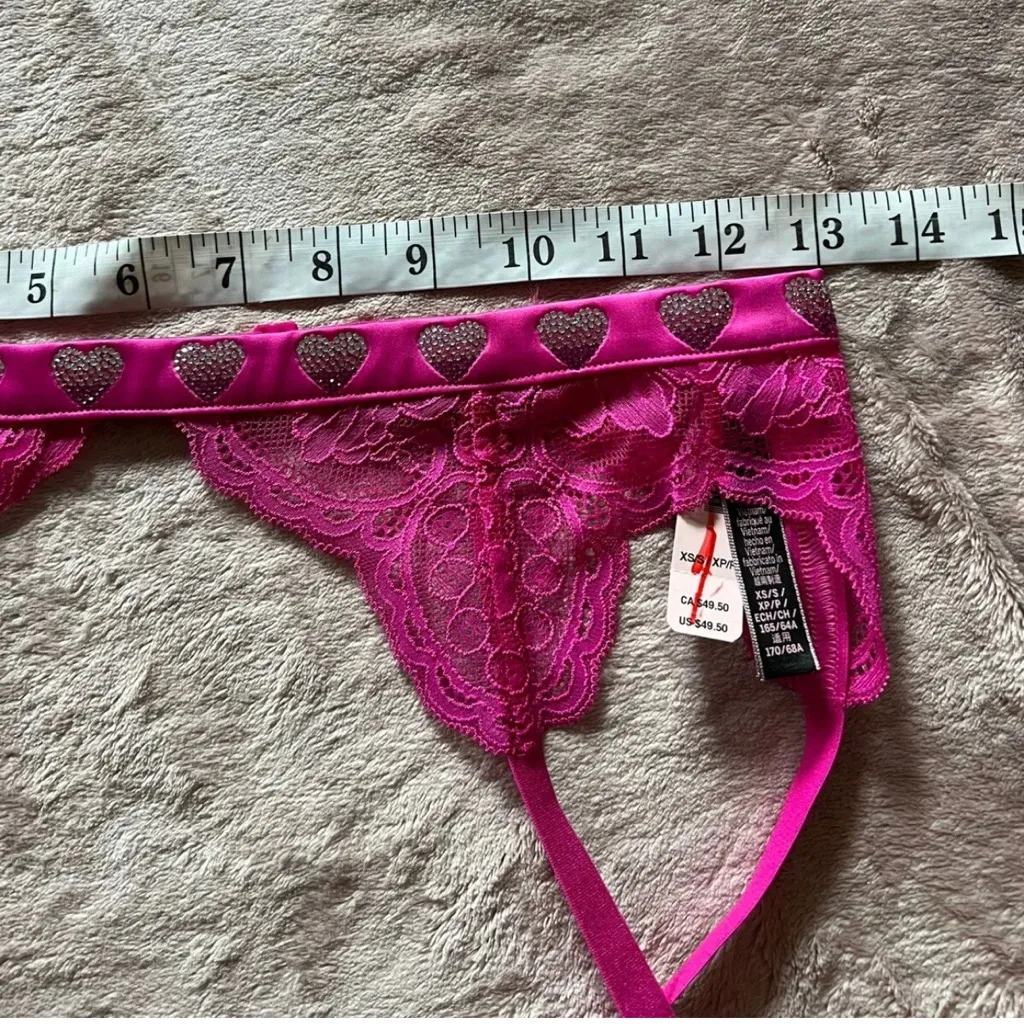 Victoria’s Secret‎ Lingerie Pink  Lace VS Rhinestone Garter Size XS/S - Image 7