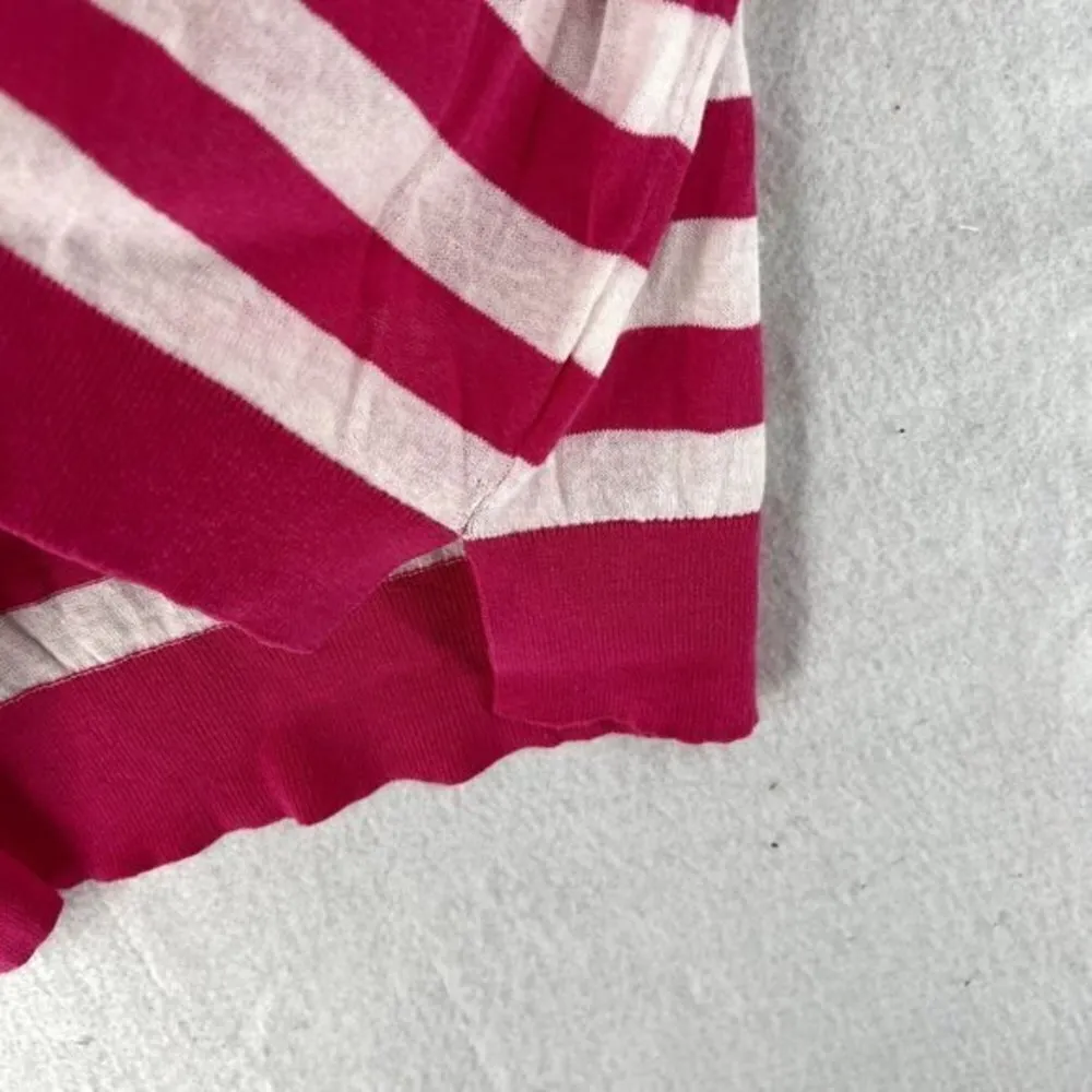 JCP Womens Sweater Size L Linen Blend Striped V-Neck‎ - Image 7