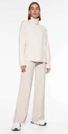 ribbed asymmetric high neck turtleneck knit sweater - Image 6