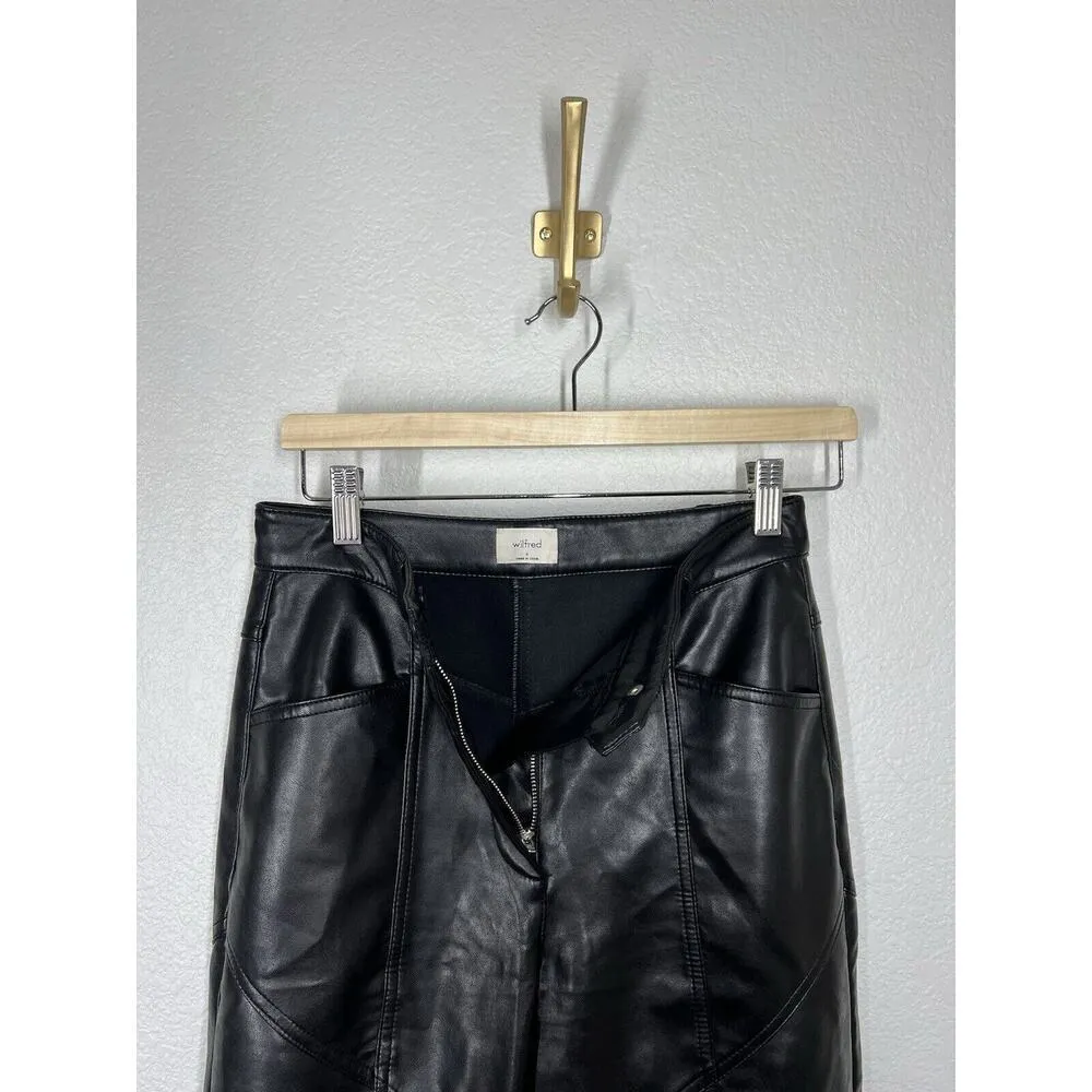 Aritzia Wilfred Rebel Vegan Leather Pants Size 4 Black High Rise Ankle - Image 2