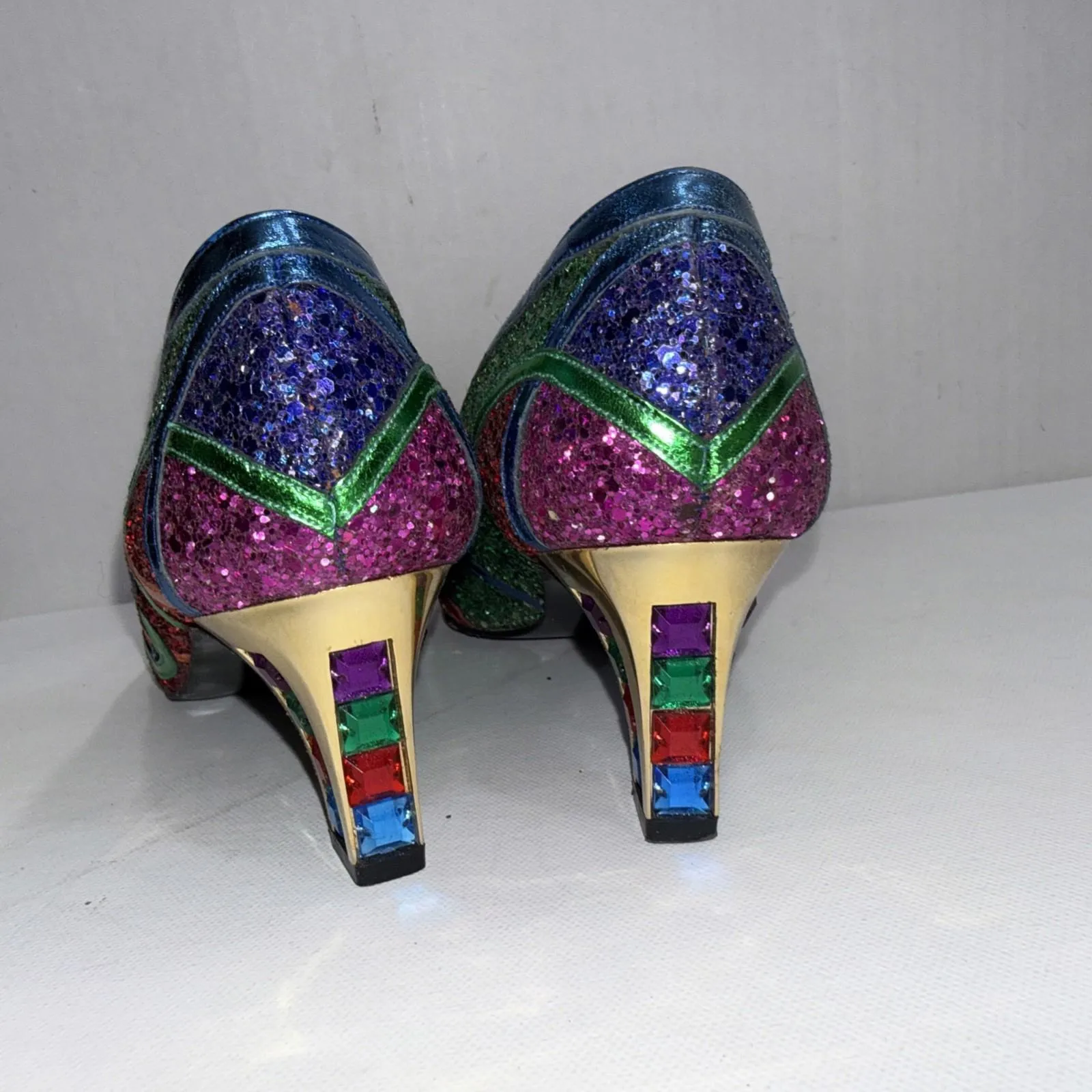 Vintage Margaret Jerrold Retro Holiday Party Glitter Jeweled Pumps Heels Shoes 7 - Image 3