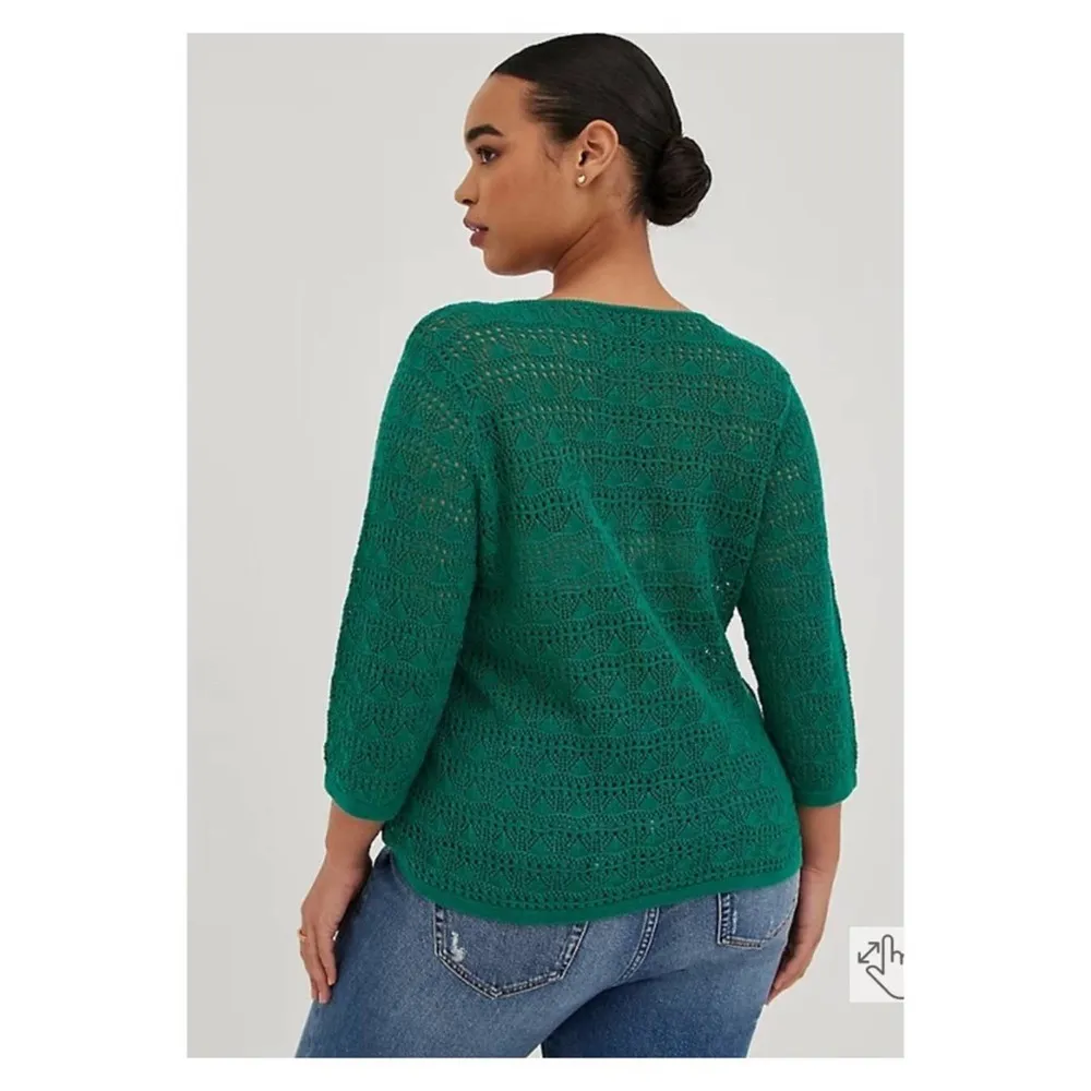 Torrid Green Crochet Cinched Front Sweater Sz.4 NWT - Image 5