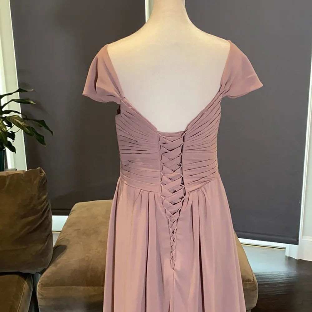 Women’s Full Length Chiffon Bridesmaid Party Prom Dress Leg Slit Size 10 - Image 7