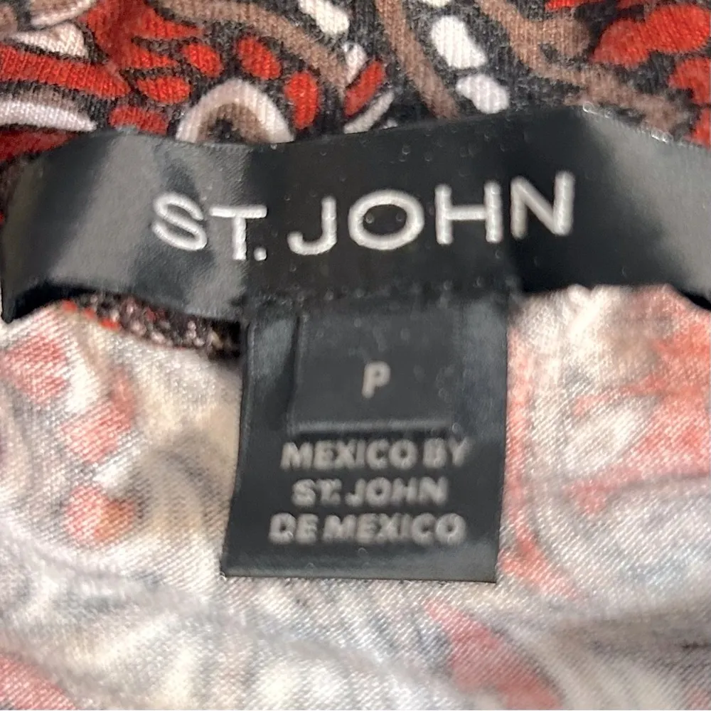 St. John Rust Paisley Mockneck Turtleneck Blouse Size P - Image 7