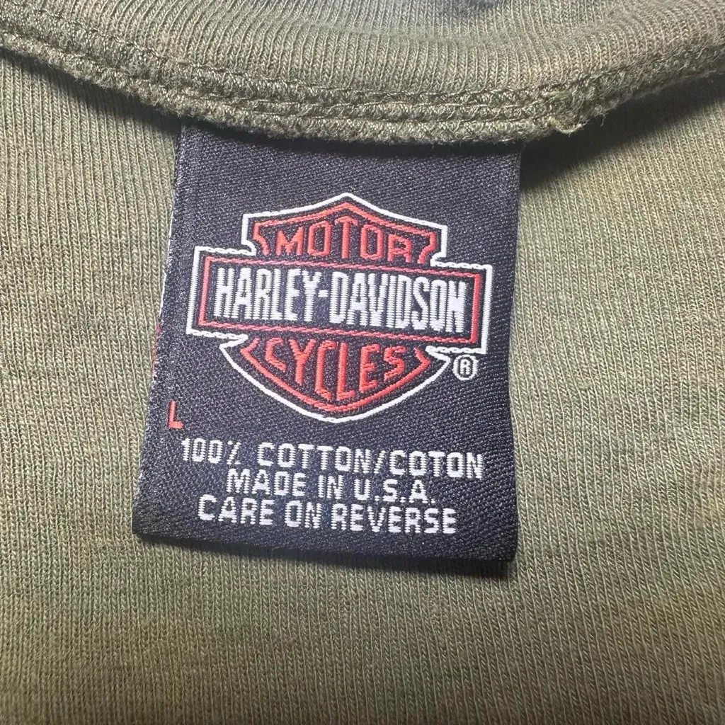 Vintage Y2K Harley Davidson Green Sleeveless Butterfly Babydoll Tank Top Large - Image 5