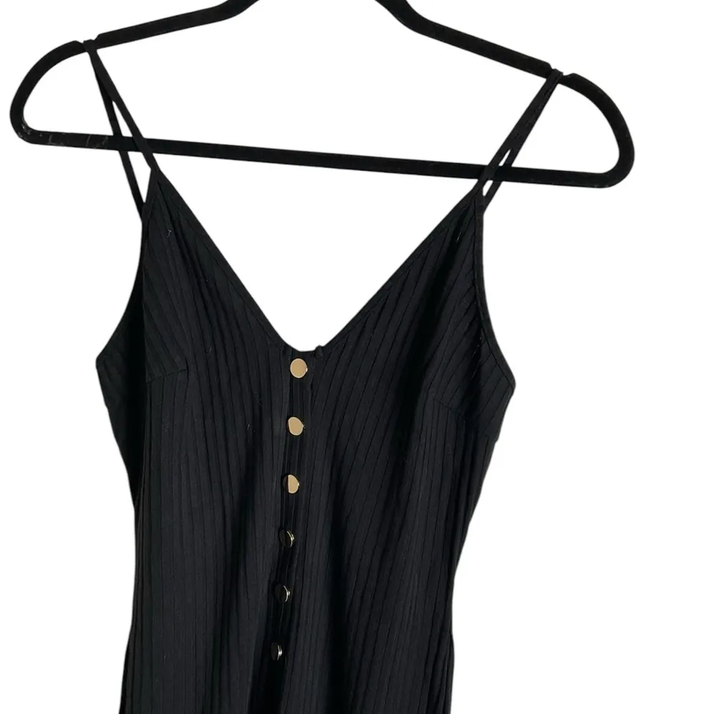 Trac woman’s Size Medium Black Button-Front Jumpsuit - Image 2