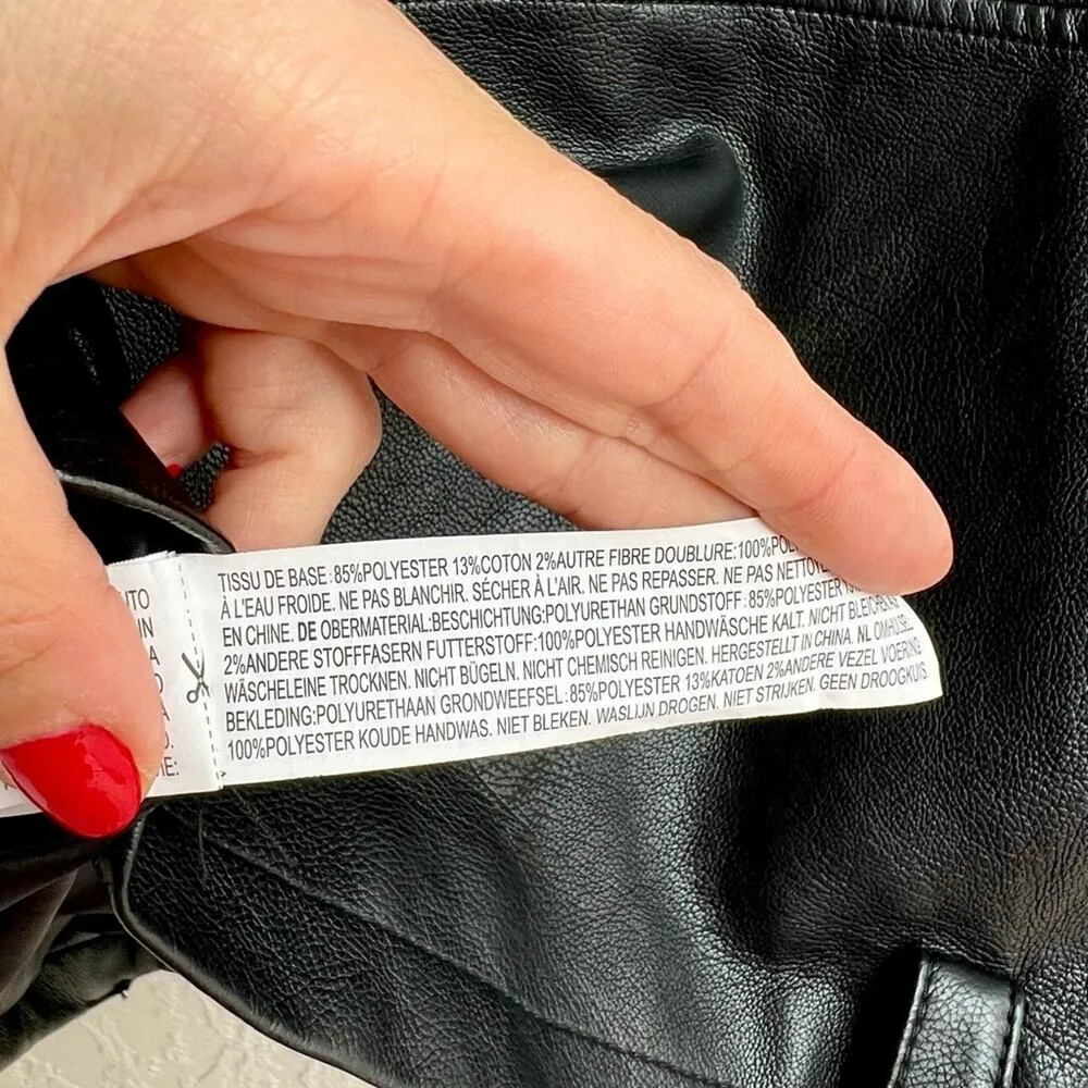 Bagatelle NYC faux vegan leather black motorcycle jacket Medium women - Image 7