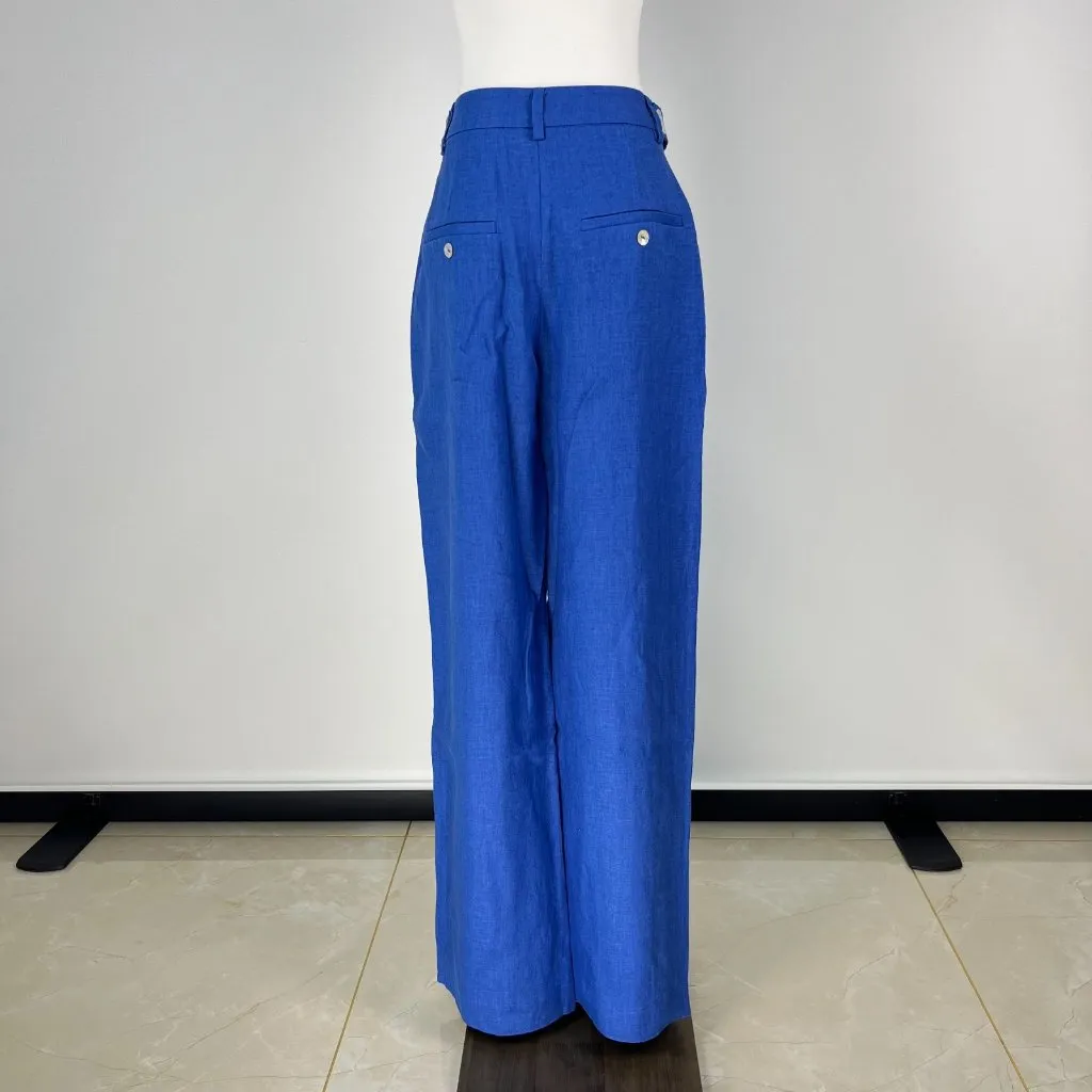 $ 248 NWOT FARM Rio Blue Linen High Waist Pants Size XXS W26 Women's - Image 8