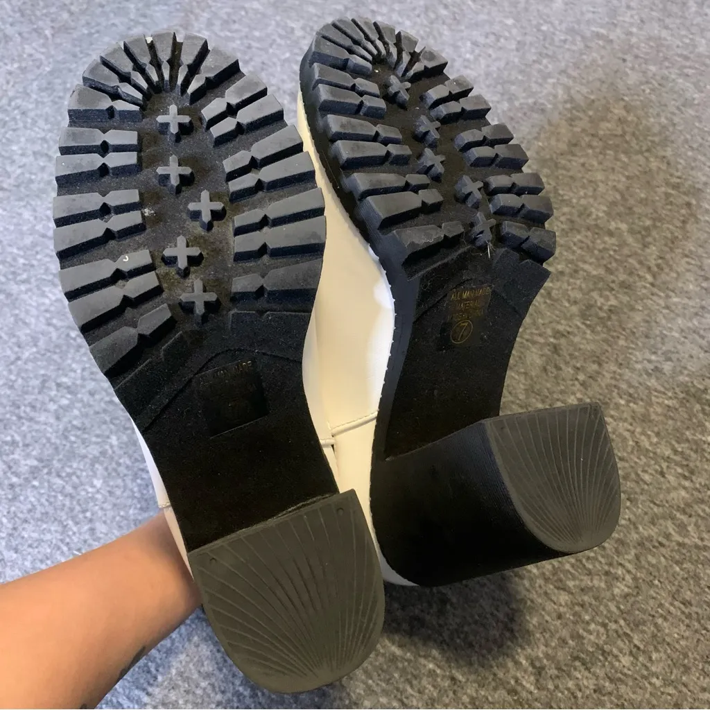 Soda White Chunky Heel Boots - Image 6