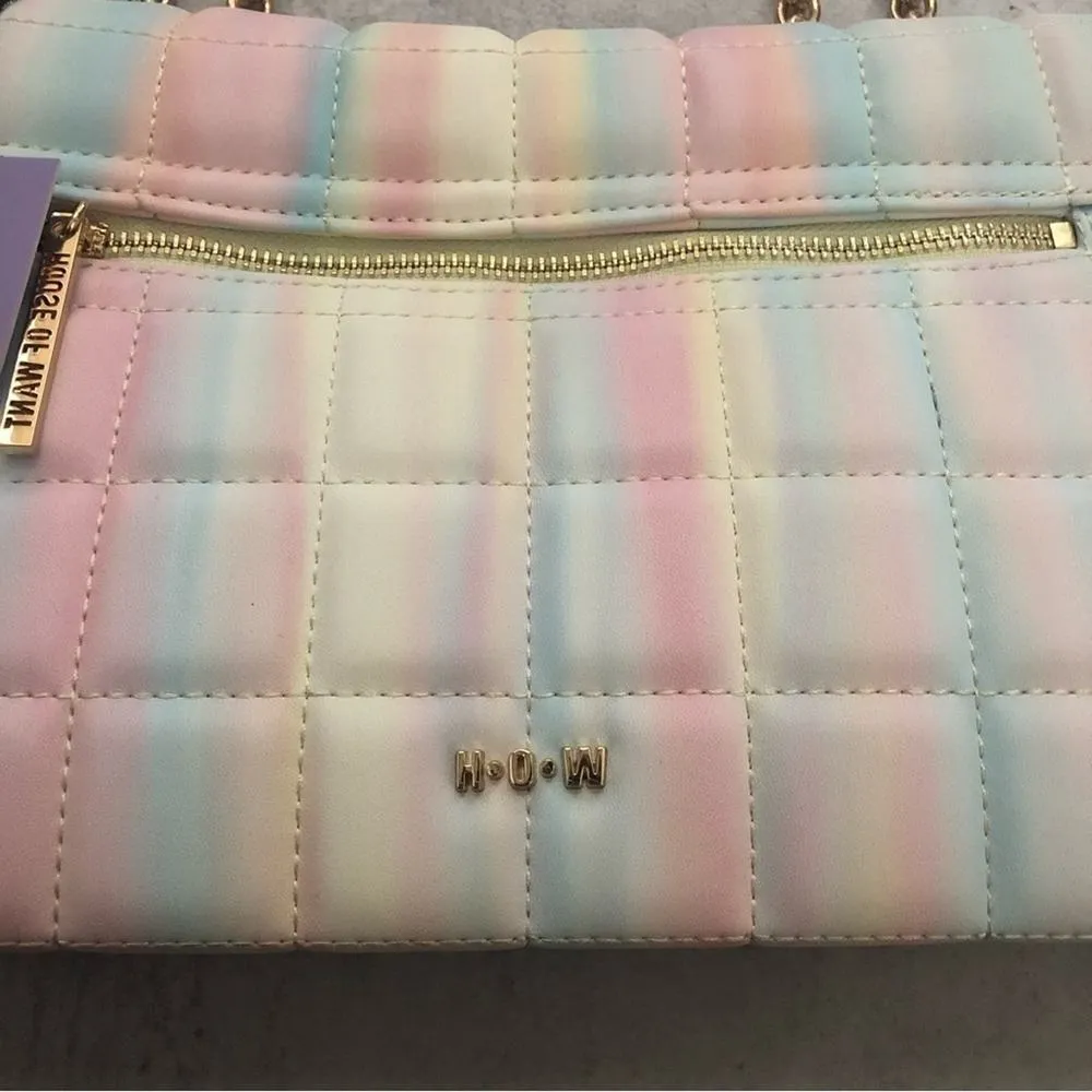 House of Want H.O.W. We Step Up Shoulder Bag in Sunset Stripe Pastel NEW Pink - Image 2