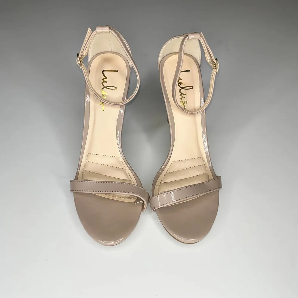 LuLus Nude Colored Open Toe Heels, 8 - Image 2