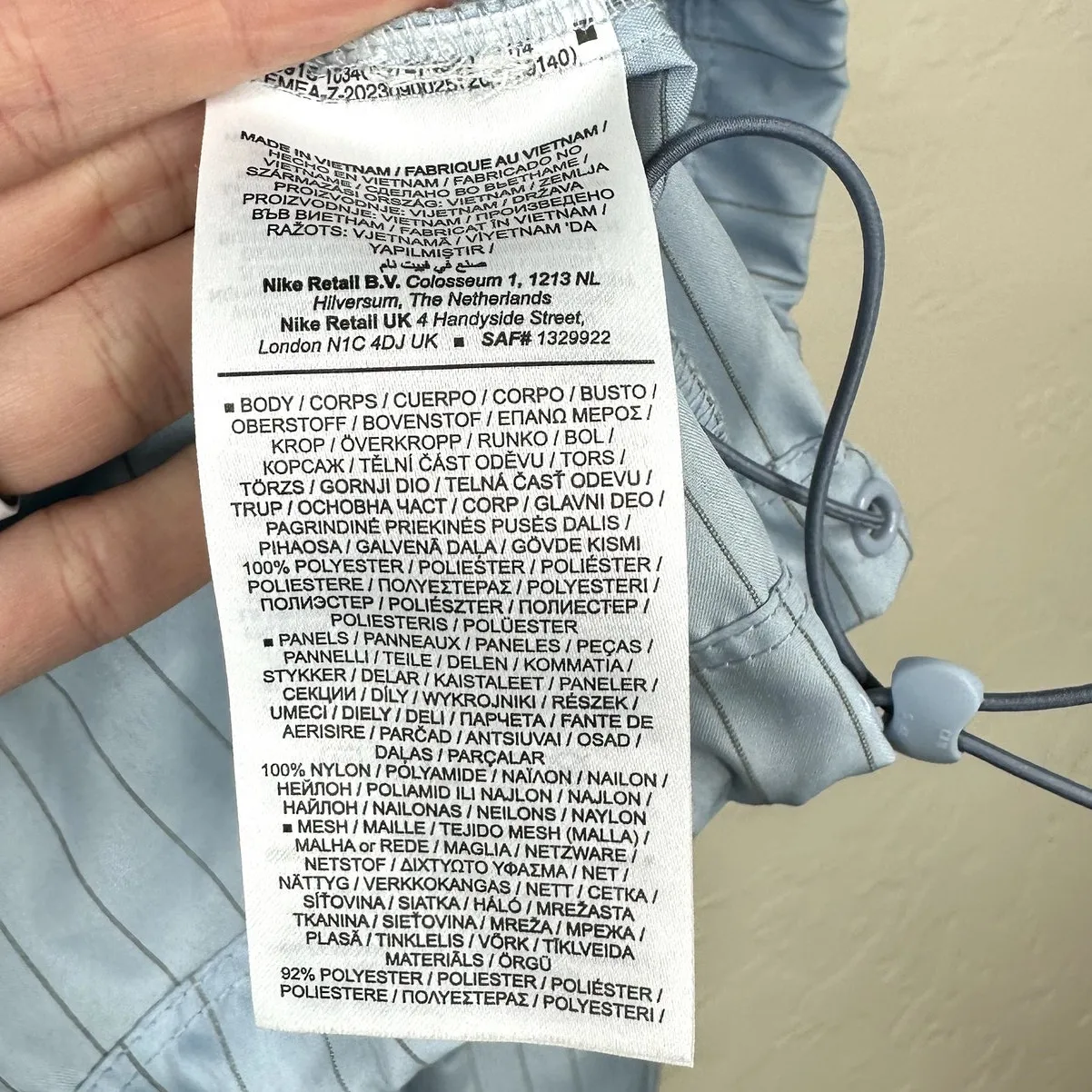 NIKE Running Division Light Armory Blue Paneled Pinstriped Crinkled-Shell Jacket - Image 12