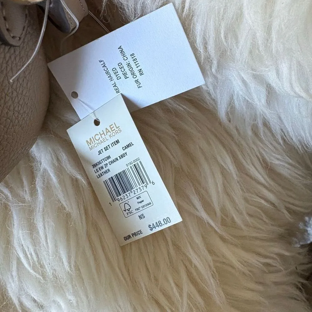 Michael Kors Jet Set East West Chain Crossbody bag in a camel giraffe print NEW - Image 5