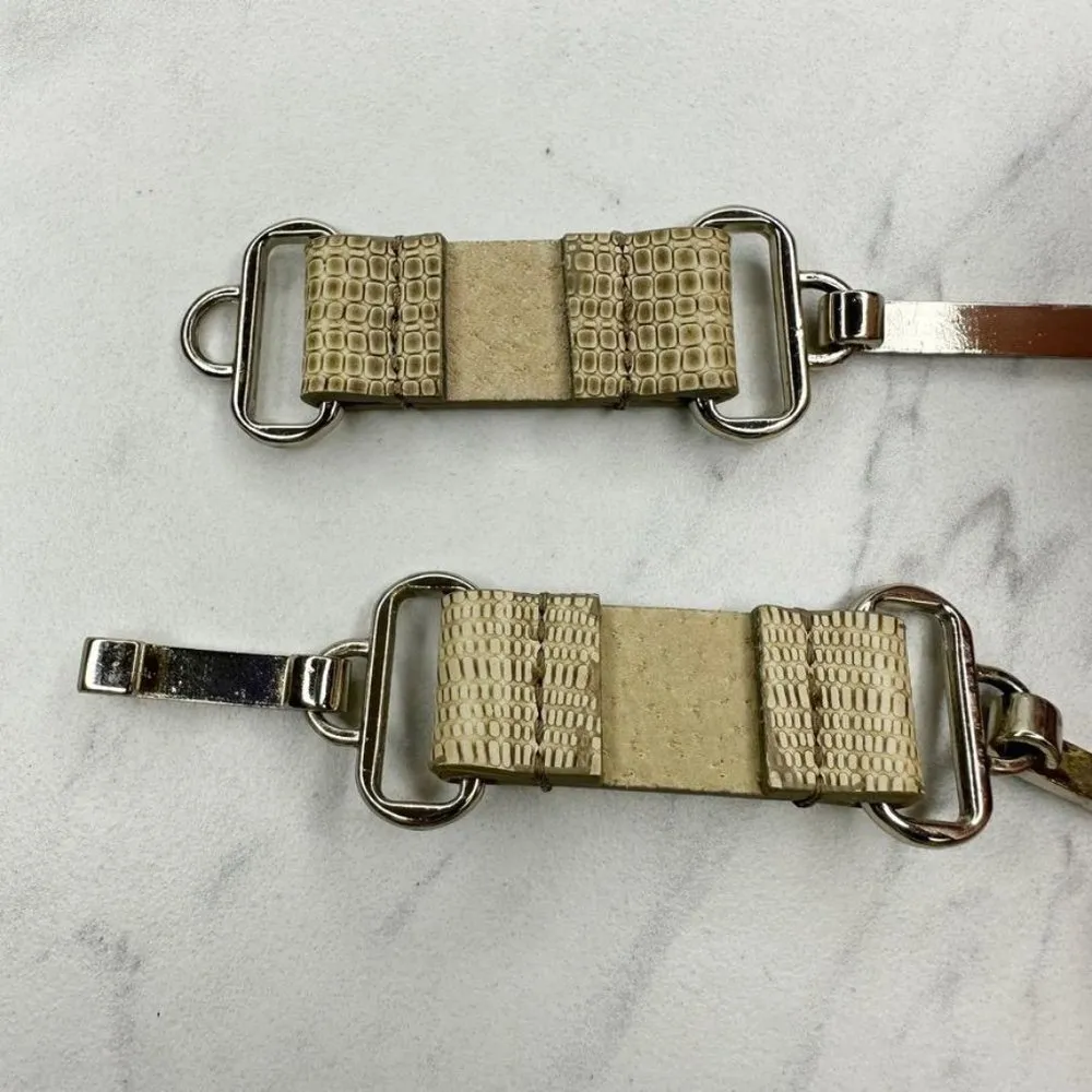 Chico's Croc Embossed Genuine Leather Lined Belt Size Medium M Large L - Image 7