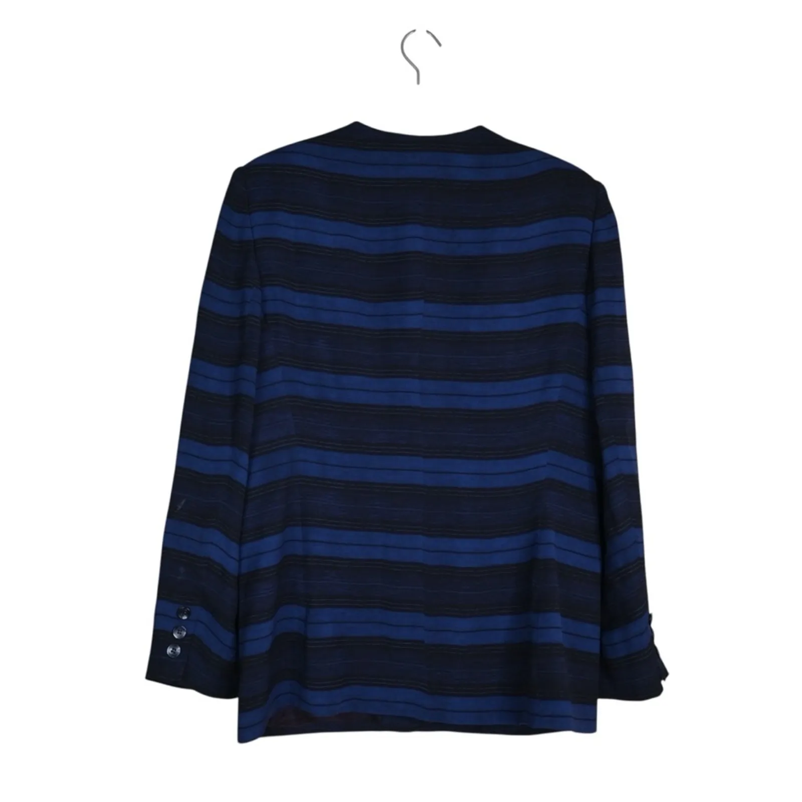 Jones New York Womens 14 Blue Black Button Front Silk Blazer - Image 2