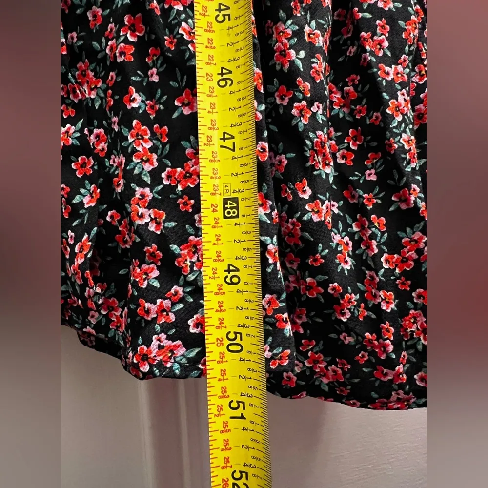 Nobody's Child black Tasha Midi Dress long sleeve ditsy floral Button front 14 - Image 9