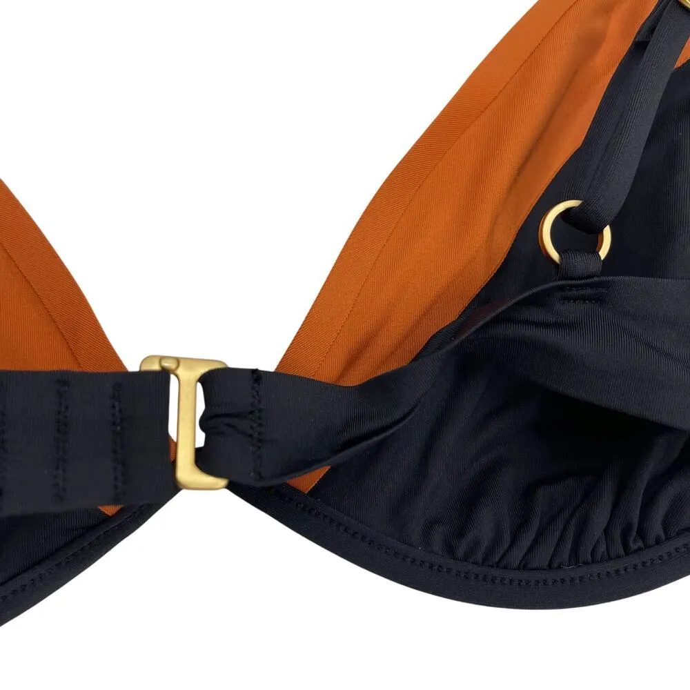 L Space Fused Zendaya Underwire Bikini Top Black Amber Size Large NEW With Tags! Orange - Image 7