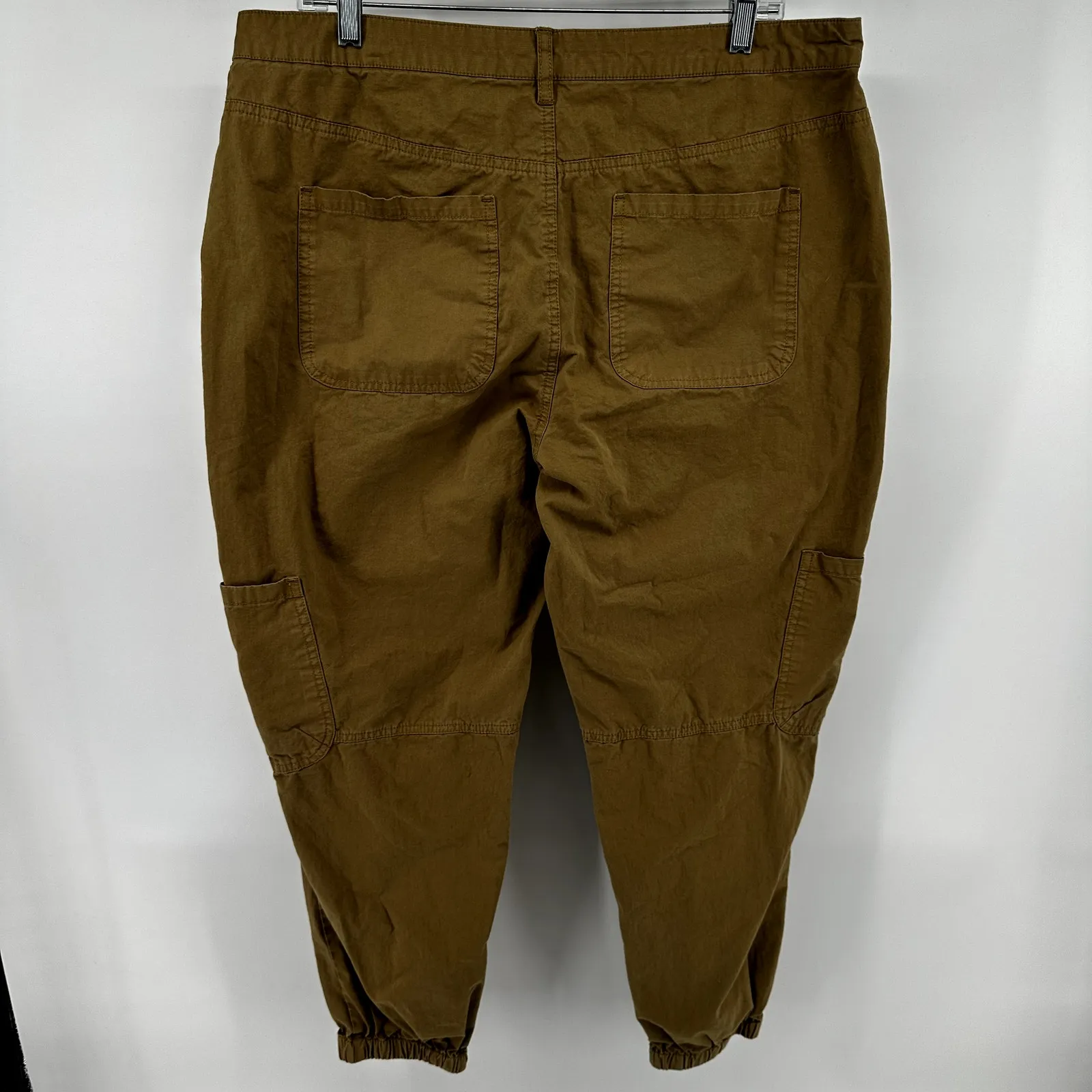 Sundance Jolienne Twill Jogger Cargo Pants Button Fly Tapered Tan Khaki 14 - Image 5