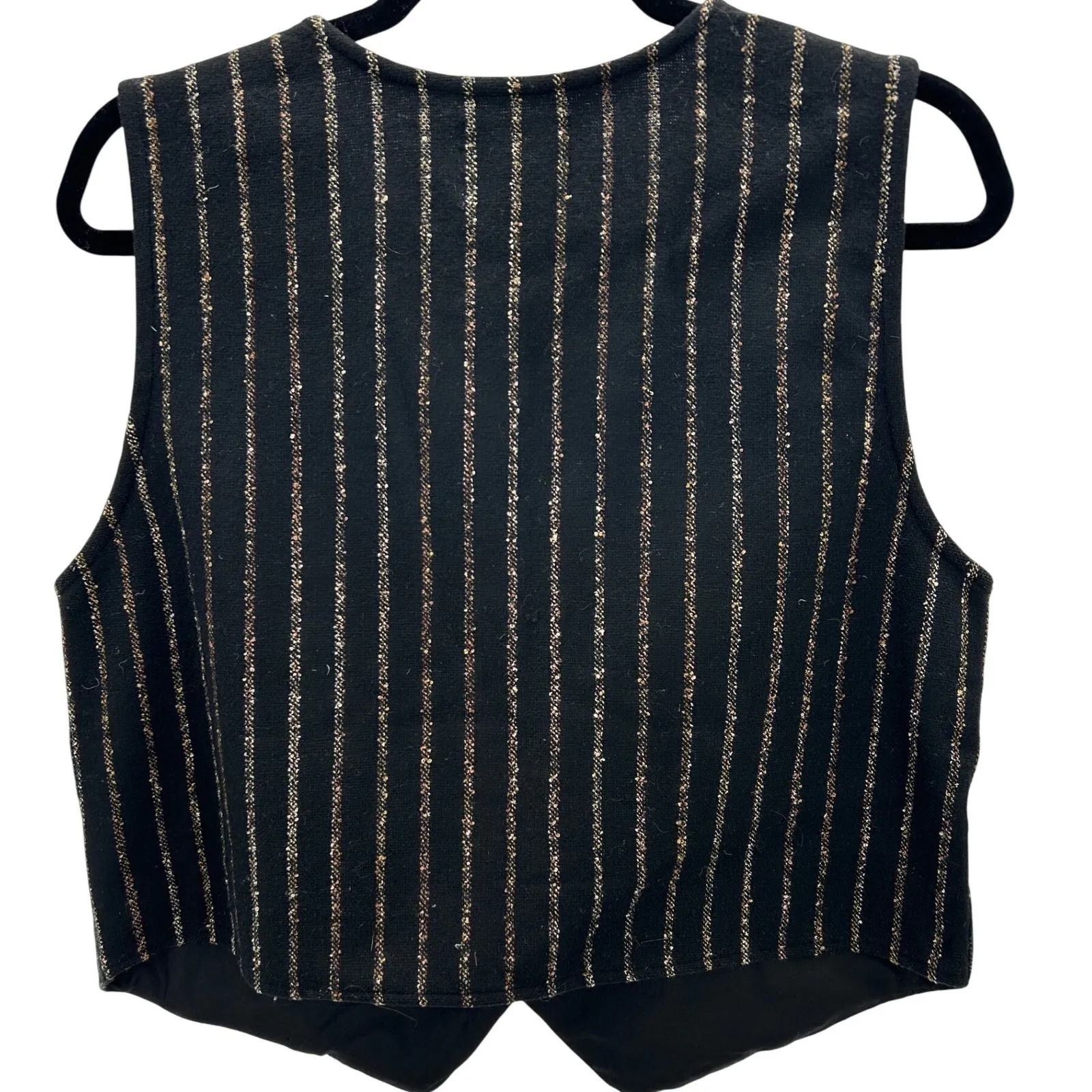 VTG Keren Hart Patchwork Embroidered Vest Women Size Medium Wool Leather Boho Black - Image 2