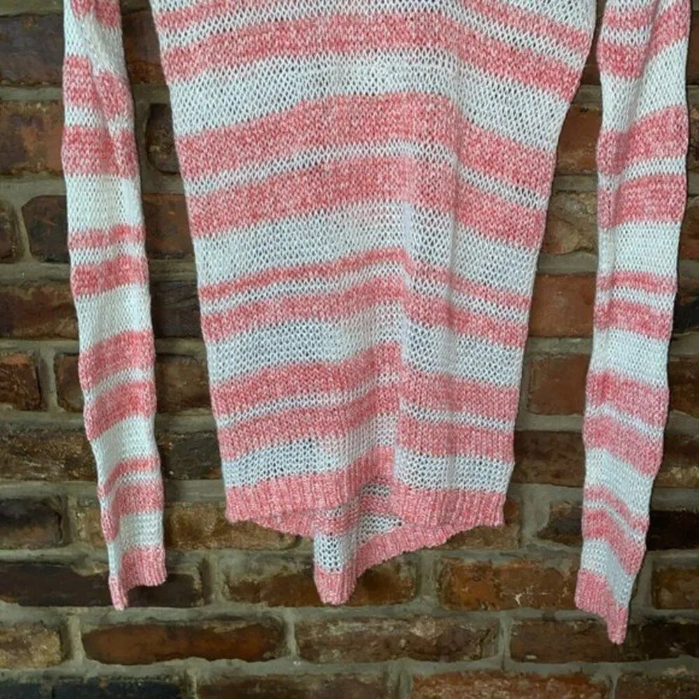 Splendid Loose Knit Pink & White Striped Long Sleeve Top Women's Size XS - Image 5