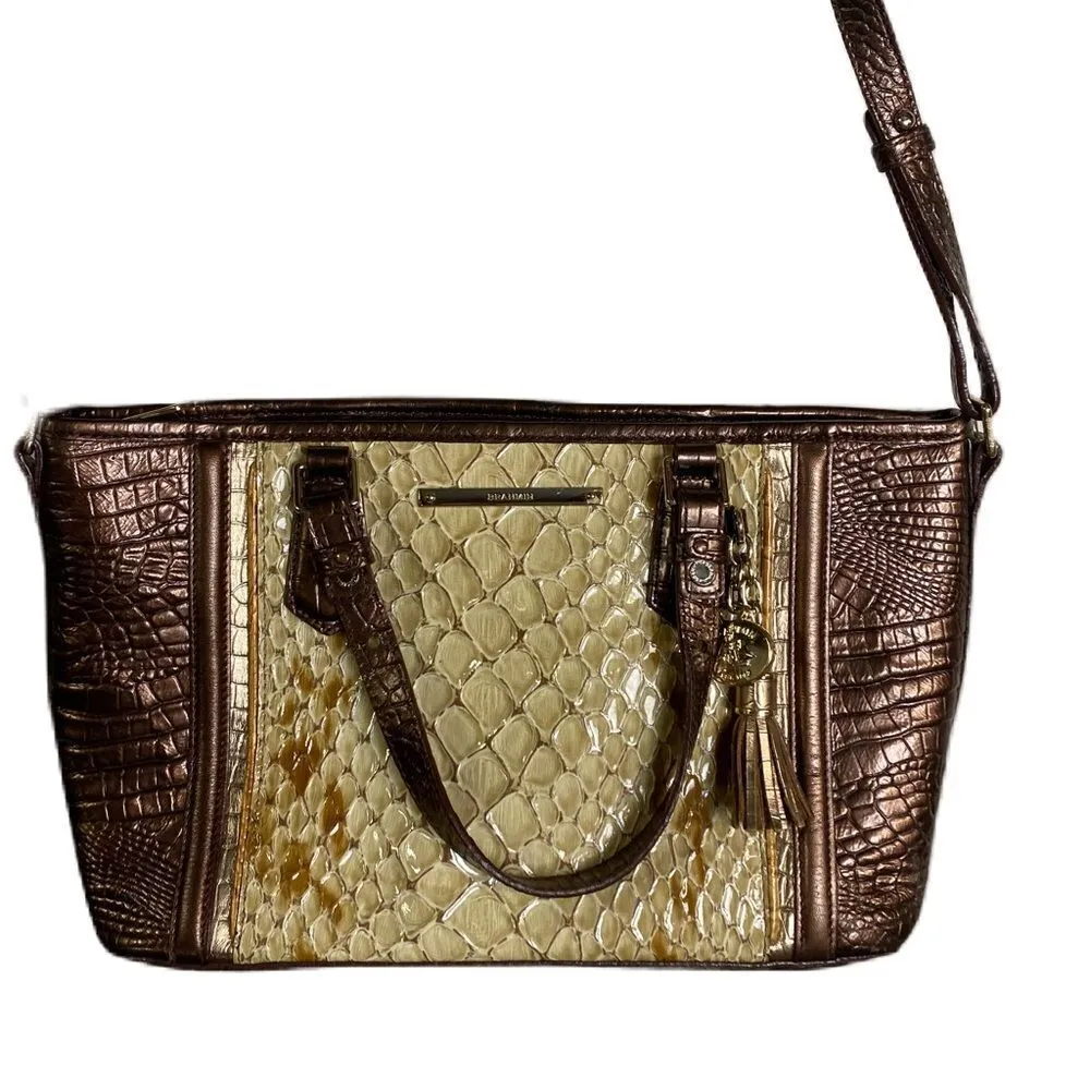 #165 BRAHMIN Champagne & Bronze Bag - Image 2
