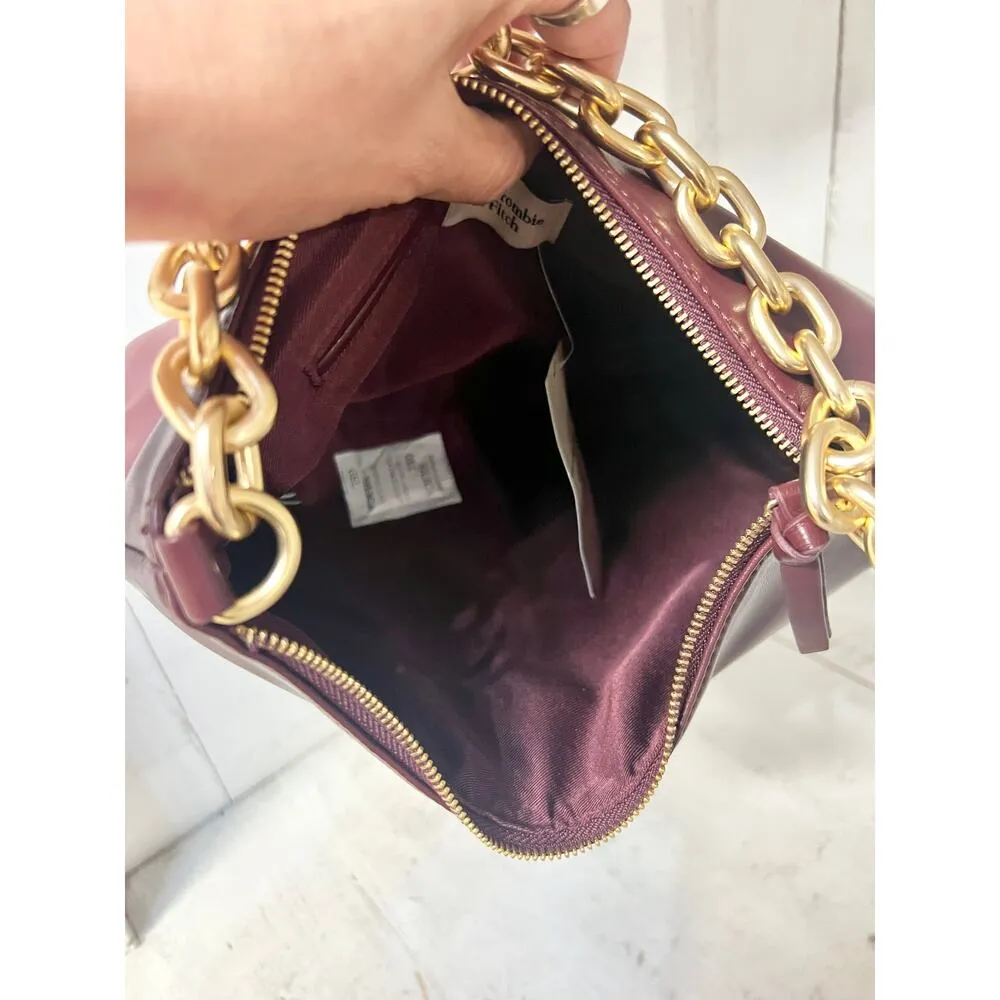 NWT Abercrombie & Fitch Vegan Leather Chain Shoulder Handbag Deep Wine Purple - Image 7