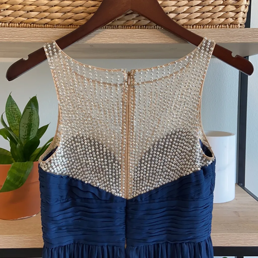 Aidan Mattox Crystal Chiffon Draped Evening Wedding Prom Homecoming Dress, 0 - Image 7