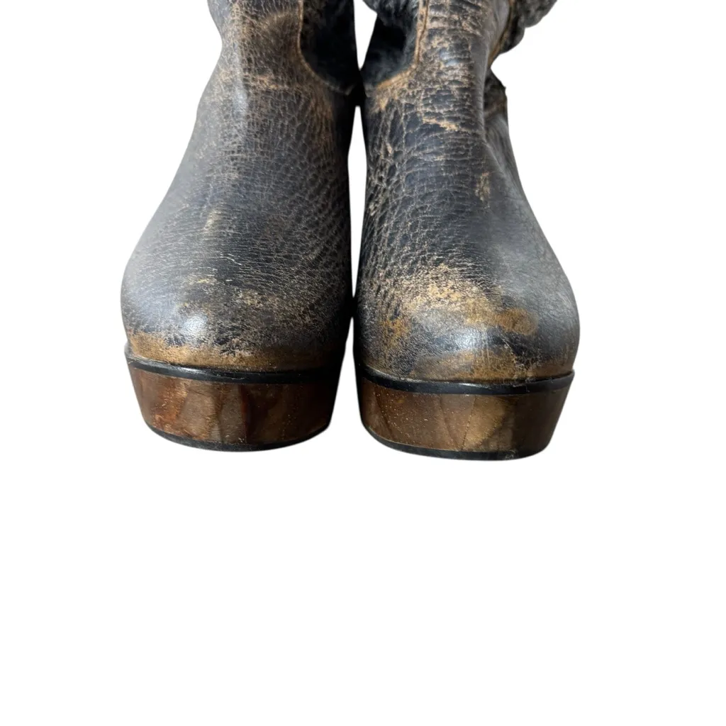 Bed Stu Bruges Distressed Knit Wedge Leather Bootie 6.5 - Image 6