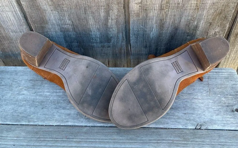 Toms Brown Suede Peep Toe Ankle Booties Size 8.5 - Image 6