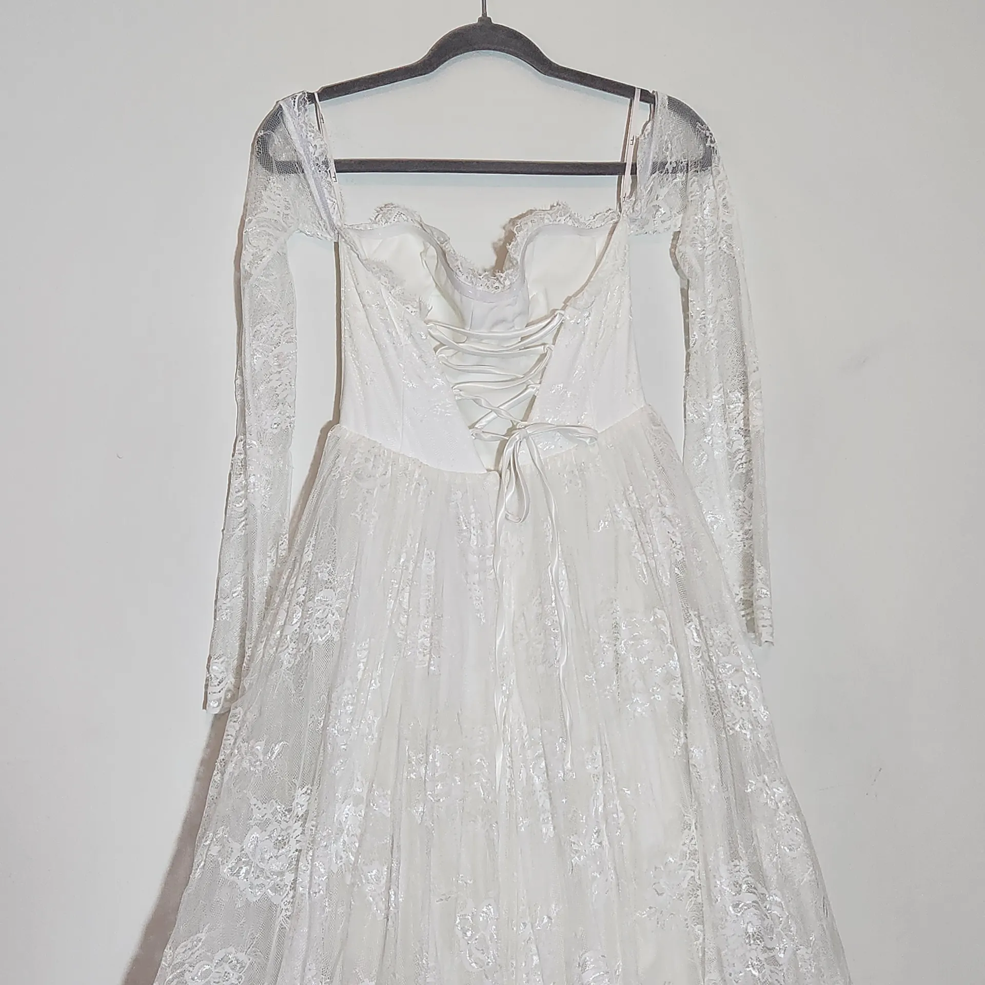 Lulus White Lace Bustier Off the Shoulder Wedding Dress Size XL NWT - Image 7