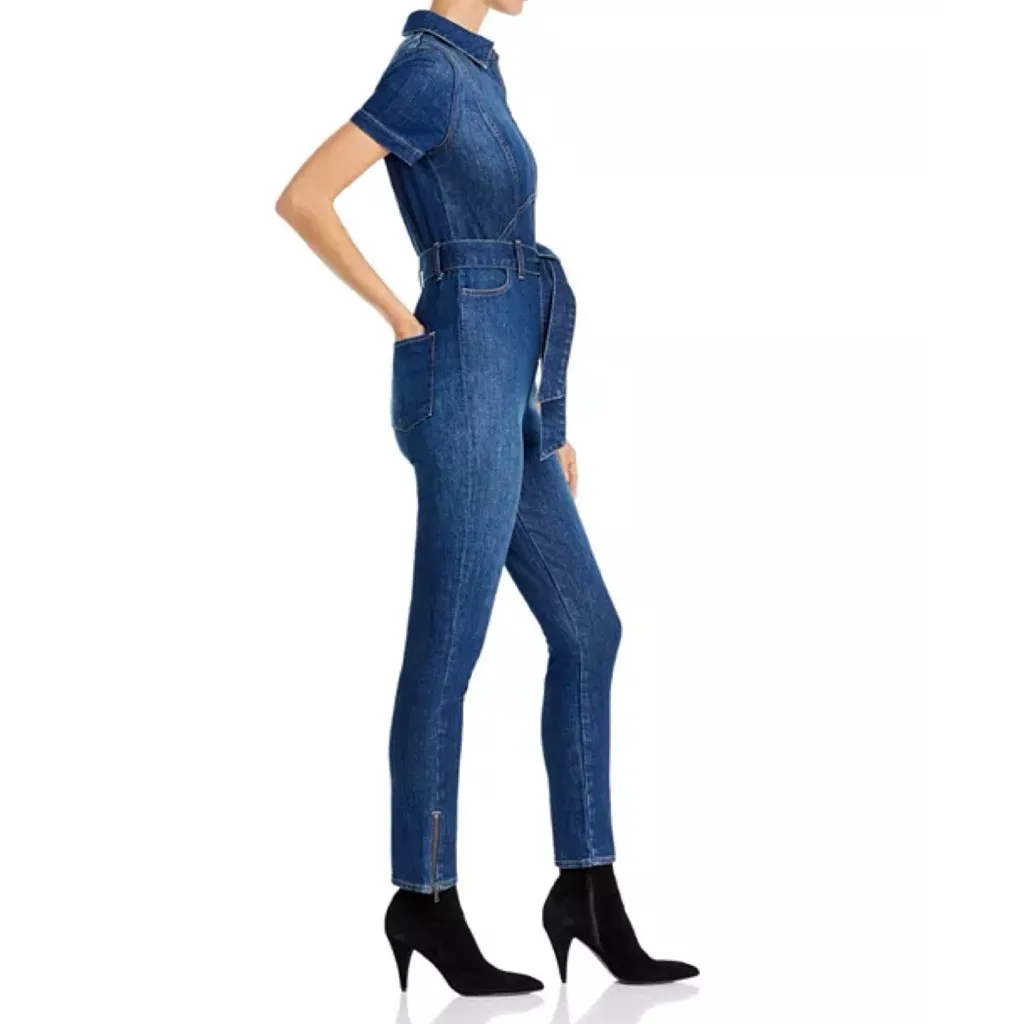 Alice + Olivia Blue Zip Front Denim Jumpsuit - Image 3