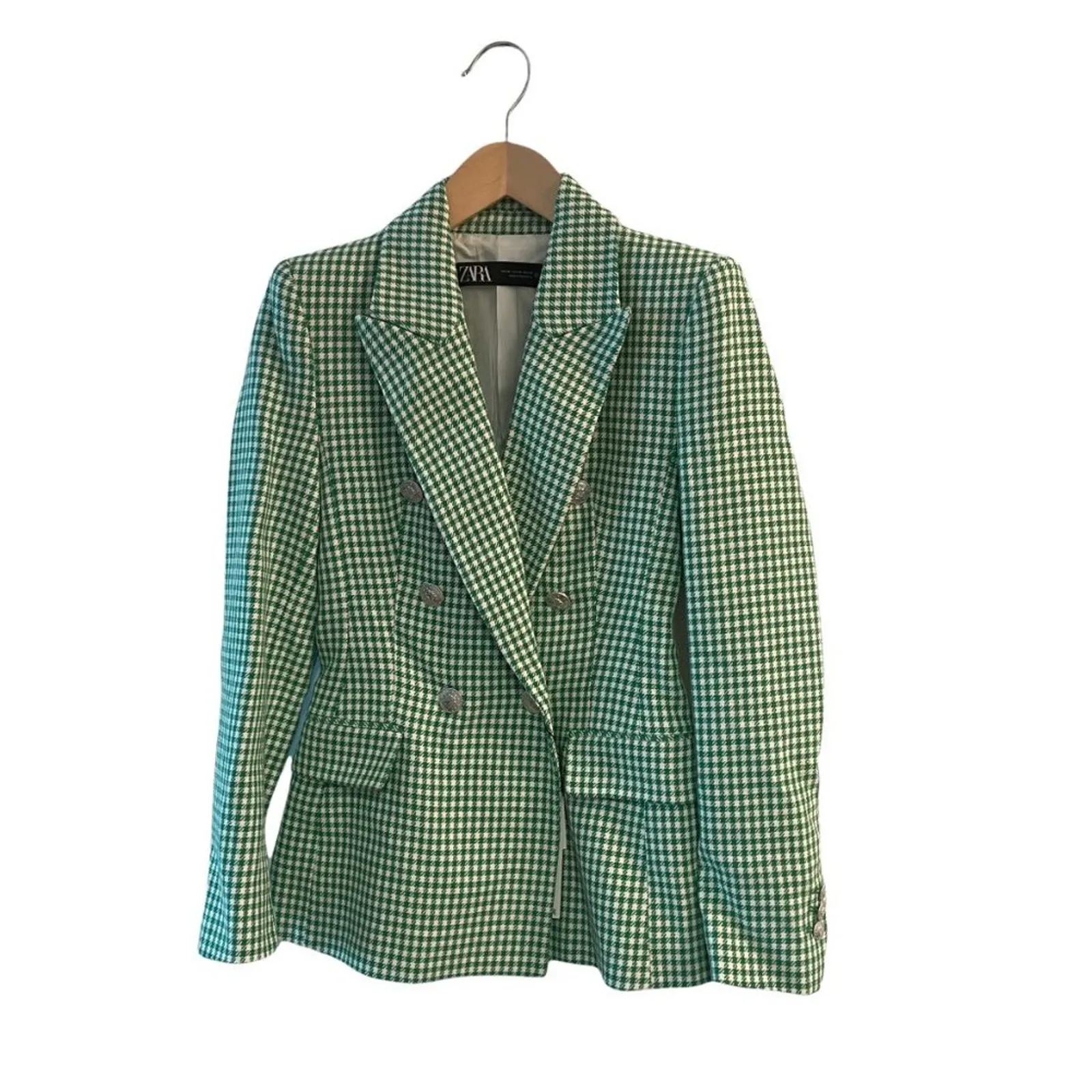 Zara Green Houndstooth Blazer - Image 4