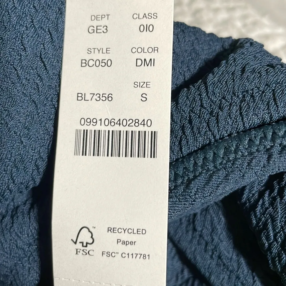 J. Crew Textured Hi Rise Cheeky Bikini Bottom Deep Midnight Jacquard S (4-6) NWT - Image 3