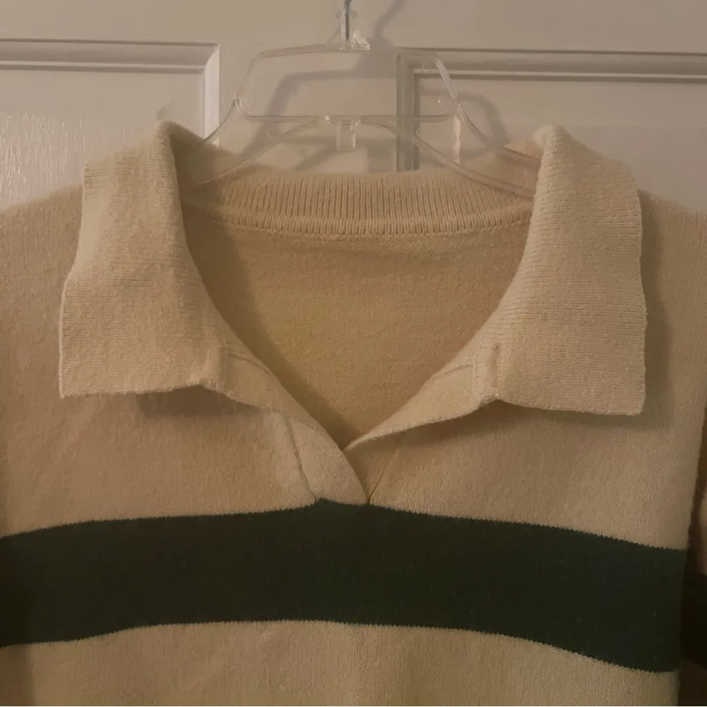 DAZY Women’s Striped Green & Cream Polo - Image 4